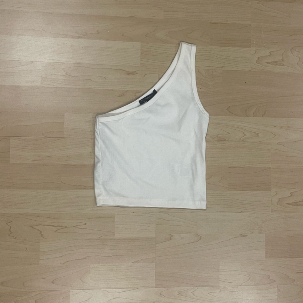 One Shoulder White Tank Top